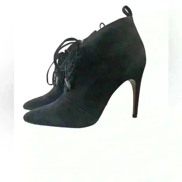 Reiss Suede Lace Up Boots Black Size 7.5 US,‎ 38 EU Heel 4” Booties with Box - Picture 14 of 16